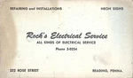 Rock Electrical Service Vintage Business Advertising Card Reading Pennsylvania. Fixed Price $15.00.