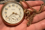 Late 1800S Waltham Montauk Gold Filled Yellow Open Face Pocket Watch. Fixed Price $280.00.