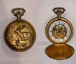 Vintage Caravelle 17 Jewels Swiss Made Pocket Watch Hunting Deer Elk Hounds. Fixed Price $70.00.