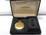 Waltham Gold Tone Quartz Mvmt. Pocket Watch W/case. New Battery Runs Well. Fixed Price $19.95.
