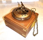 Sun Dial Pocket Watch Brass Compass Chain Antique Gold Lustre Wooden Box Uk. Fixed Price $33.58.