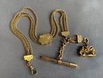 Vtg Gold Filled Pocket Watch Fob Vest Chain 11.75" Hidden Pencil. Fixed Price $389.95.