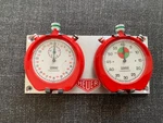Heuer Leonidas Boxed Red Trackmaster Rally Timer Stopwatch Set 2. Fixed Price $302.24.