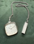 Beautiful Vintage Citizen Quartz Pocket Watch Cushion Style Casio W/ Chain. Fixed Price $137.75.