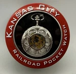 Kansas City Railroad Pocket Watch With Chain Round Tin-new Battery Works Great. Fixed Price $15.37.