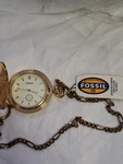 Fossil Pocket Mens Watch Gold Stainless With White Dial VTASST02. Fixed Price $59.95.