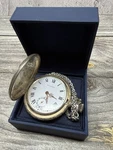 Vintage Bucherer Swiss Pocket Watch Hunter Case Hunting Scene Engraved 1944. Fixed Price $450.00.