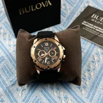 New Bulova Marine Star Quartz Men's Watch Black Dial Rose Gold Bezel 44MM/98B104. Fixed Price $200.20.