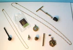 Large Lot Antique Victorian Gold Filled Jewelry Watch Fobs Necklaces Opal Slide. Fixed Price $375.00.