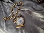 Vintage Marcel Pocket Watch 17-JEWEL Swiss-made Hunting Scene Dog,duck. Fixed Price $50.00.