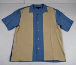 Vtg Nat Nast Luxury Since 1946 Shirt Size M Y2K Tone Blue Beige Panels Silk. Fixed Price $92.11.