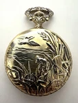Vintage Majestron Duck Hunting Dog Gold Tone Quartz Pocket Watch - New Battery. Fixed Price $30.00.
