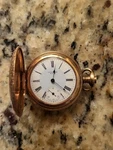 1883 New York Standard Watch Co. 7 Jewel Hunting Pocket Gold Filled G-031. Fixed Price $185.00.