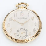 Stunning Patek Philippe 18K Yellow Gold Enameled Open Face Pocket Watch. Fixed Price $7850.00.