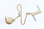 Vtg Westclox 17 Jewels Swiss Pocket Watch With Knife Fob Chain - Running. Fixed Price $49.99.