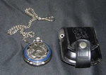 Franklin Mint Wolf Pocket Watch With Leather Pouch And Chain Working K!!!. Fixed Price $42.00.