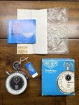 Heuer Swiss Trackstar Stopwatch 7 Jewels Rare Black Dial Fully Working W/box. Fixed Price $295.00.