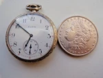 Antique E. Elgin 15 Jewel Pocket Watch Wadsworth 25 Year Silver Fancy Case. Fixed Price $90.00.