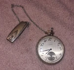 Elgin Pocket Watch & Fob Antique Ornate 2" Diameter. Fixed Price $148.50.