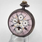 1890'S Vintage 0,800 Silver Moon Phase Triple Date Geneve Remontoir Pocket Watch. Fixed Price $899.95.