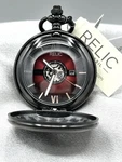 Relic By Fossil Hugh 47MM Pocket Watch Red Three-hand Case & Chain New Box. Fixed Price $45.00.