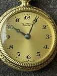 Vintage Kelbert Swiss Pocket Watch Gold Tone - Floral Back. Fixed Price $99.99.