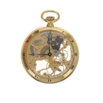Colibri Skeleton Incabloc Open Face Men's Pocket Watch - Gold Toned Manual. Fixed Price $239.99.