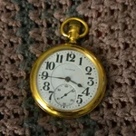 Illinois Gold Filled Open Face Pocket Watch Yellow Arabic Numerals Mechani. Fixed Price $1000.00.