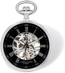 Charles Hubert Chrome Finish Open Face Black Skeleton Pocket Watch. Fixed Price $154.95.