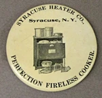 Early Syracuse Heater Co. New York Pocket Mirror. Fixed Price $59.98.