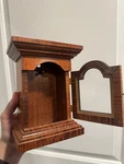 Vintage Pocket Watch Wall Cabinet Tiger Maple Glass Door Display Case. Fixed Price $80.00.