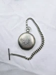 Waltham Coin Silver Pocket Watch 18S Albert Sterling Chain. Fixed Price $400.00.