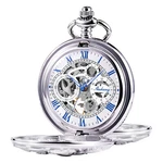 Pocket Watch Skeleton Mechanical Dream Dragon Double Open Silver Case Treeweto. Fixed Price $43.16.