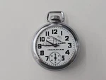 Vintage Silver-tone Ingraham Pocket Watch With Train Design Face. Missing Gla. Fixed Price $39.99.