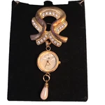 Quintel Watch Brooch Pin Gold-tone Crystals Quartz Japan Movement. Fixed Price $34.99.