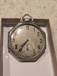 Vintage Elgin Octagonal Pocket Watch With An Art Deco Style Tivoli Illinois Case. Fixed Price $149.00.