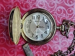 Vtg Milan MLN5022M 48MM Black Gold Tone #1 Grad Quartz Pocket Watch Chain Vgc. Fixed Price $18.00.