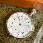 1899 Hampden Grade 3 Semi-circular Damaskeening Salesman Case Pocket Watch. Fixed Price $427.50.