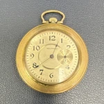 Waltham Yellow Gold Pocket Watch Arabic Numerals Mechanical Seconds Hand 1027001. Fixed Price $105.00.