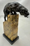 Antique French Figural Marble Bronzed Metal Tiger Cat Pocket Watch Holder. Fixed Price $495.00.