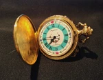 Vintage Majestime Swiss 17 Jewel Pocket Watch Gold Tone Hunter Case Bird Dog. Fixed Price $32.50.