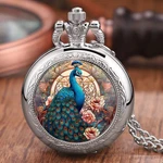 Vintage Style Pocket Watch Full Hunter Quartz Peacock Stained Glass Design. Fixed Price $11.95.