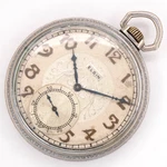 Elgin Grade 345 12-SIZE 17-JEWEL Silvertone Antique Pocket Watch, Keeps Time. Fixed Price $85.00.