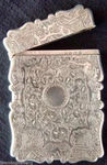 Antique Card Case Sterling Silver England Nathaniel Mills 1871 Engraved (3712). Fixed Price $699.00.
