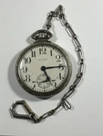 Waltham Open Face Silver Color Pocket Watch With Fob. Not Running. Fixed Price $75.00.