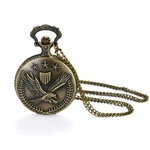 Antique Bronze Tone American Bald Eagle Hunter Quartz Pocket Watch Sweater Chain. Fixed Price $10.99.