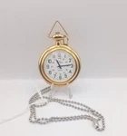 12IN, 44MM, Details Quartz Pendant Watch, Open Face Gold Tone Pocket. Fixed Price $15.99.