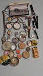Vintage Watchmaker Estate Lot Pocket Watches Hamilton Elgin Hampden Tins Parts. Fixed Price $125.00.