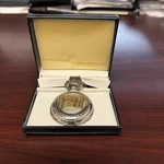 Men's 2" American Flag Pocket Watch With Chain. Fixed Price $10.00.