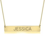 Custom Bar 14K Solid Gold-engraved Horizontal Name Pendant -onecklace. Fixed Price $499.00.